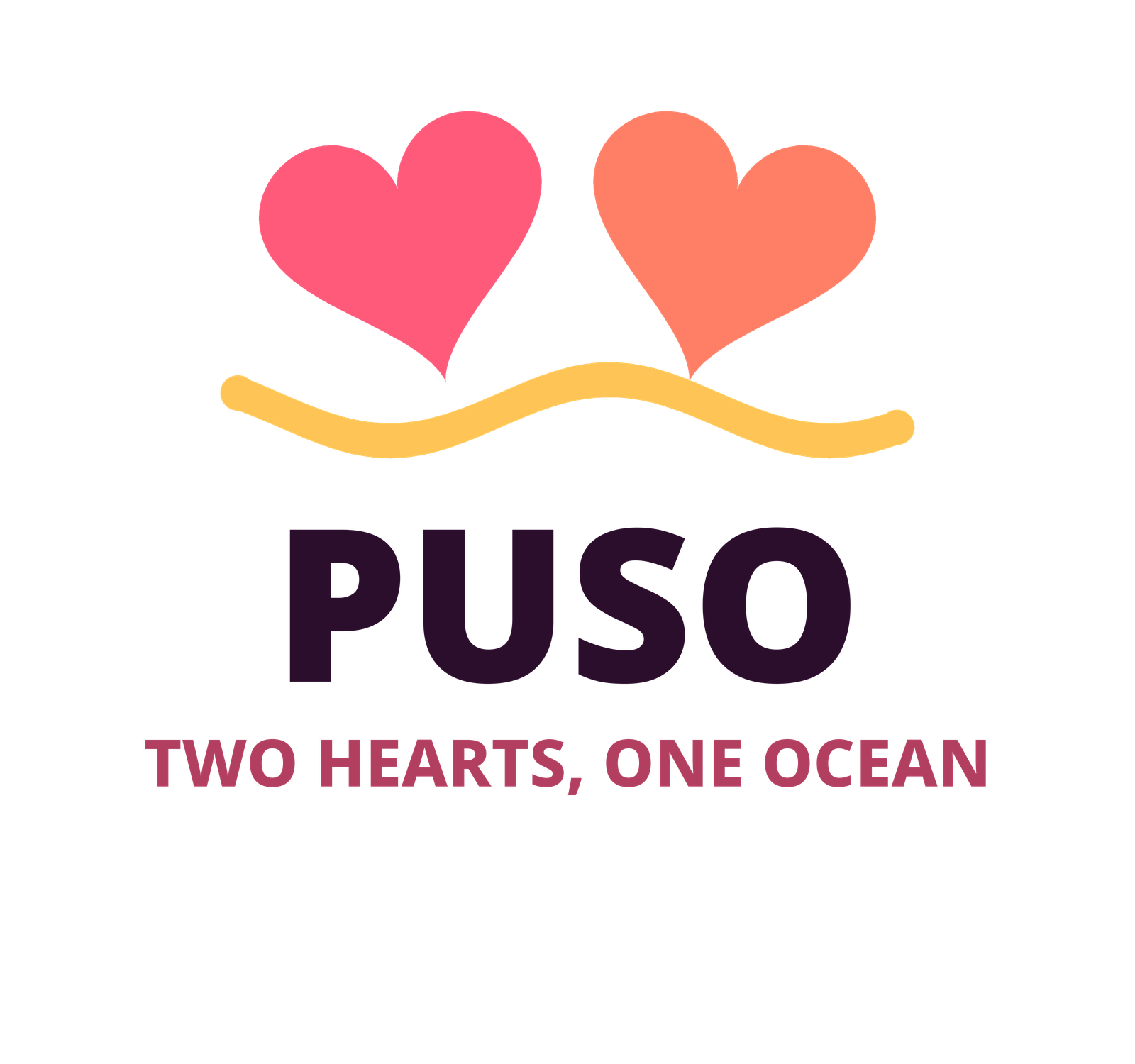 Puso — two hearts over one gold wave